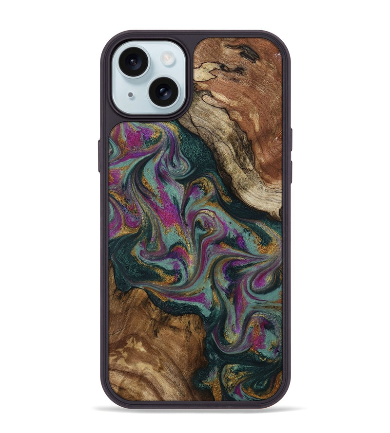 iPhone 15 Plus Wood Phone Case - Cori (Green, 800669)
