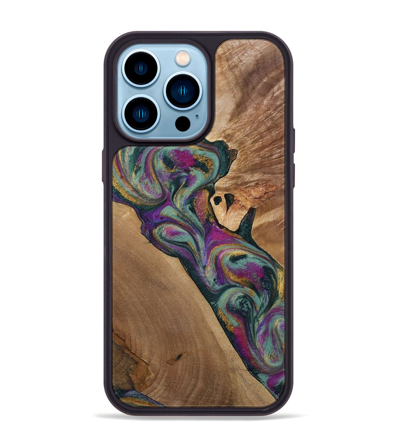 iPhone 14 Pro Max Wood Phone Case - Desirae (Green, 800671)