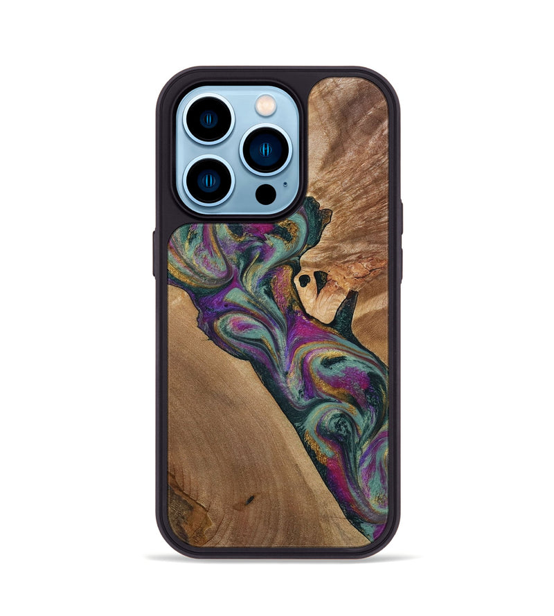 iPhone 14 Pro Wood Phone Case - Desirae (Green, 800671)