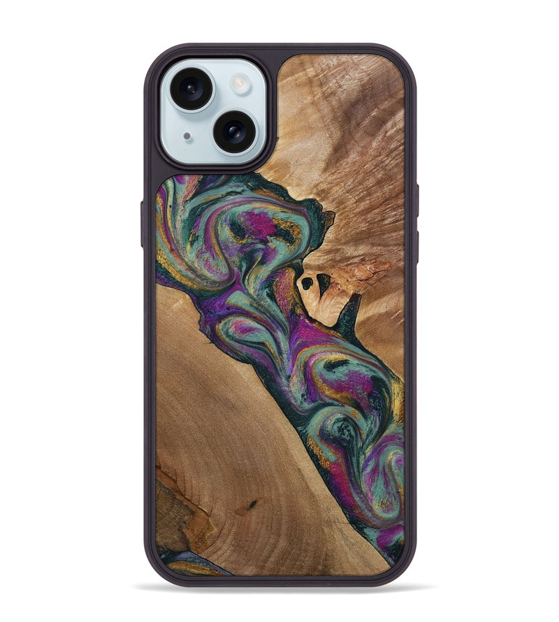 iPhone 15 Plus Wood Phone Case - Desirae (Green, 800671)