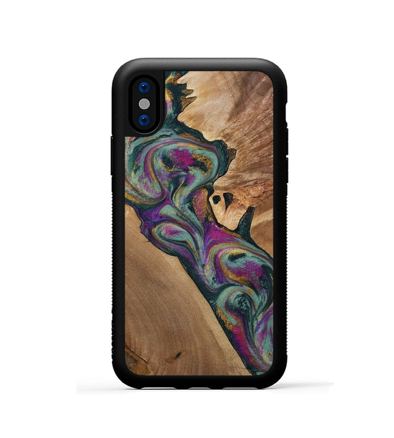 iPhone Xs Wood Phone Case - Desirae (Green, 800671)