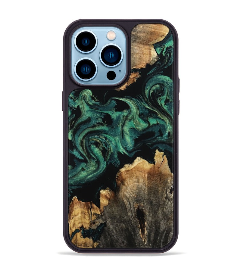 iPhone 14 Pro Max Wood Phone Case - Lizeth (Green, 800676)