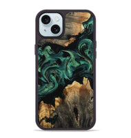 iPhone 15 Plus Wood Phone Case - Lizeth (Green, 800676)