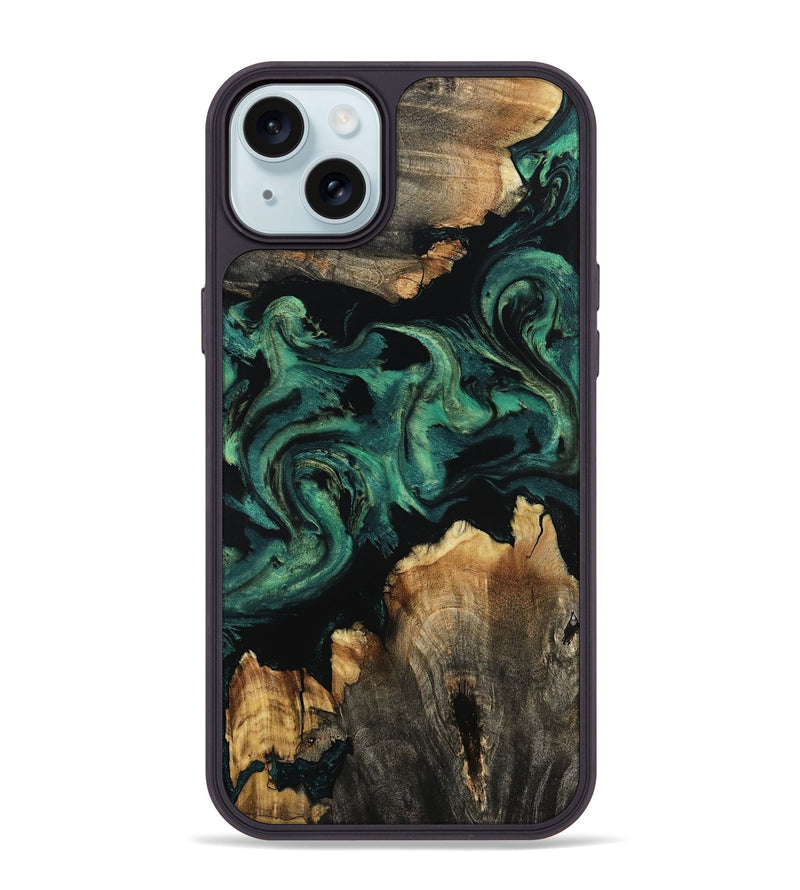 iPhone 15 Plus Wood Phone Case - Lizeth (Green, 800676)