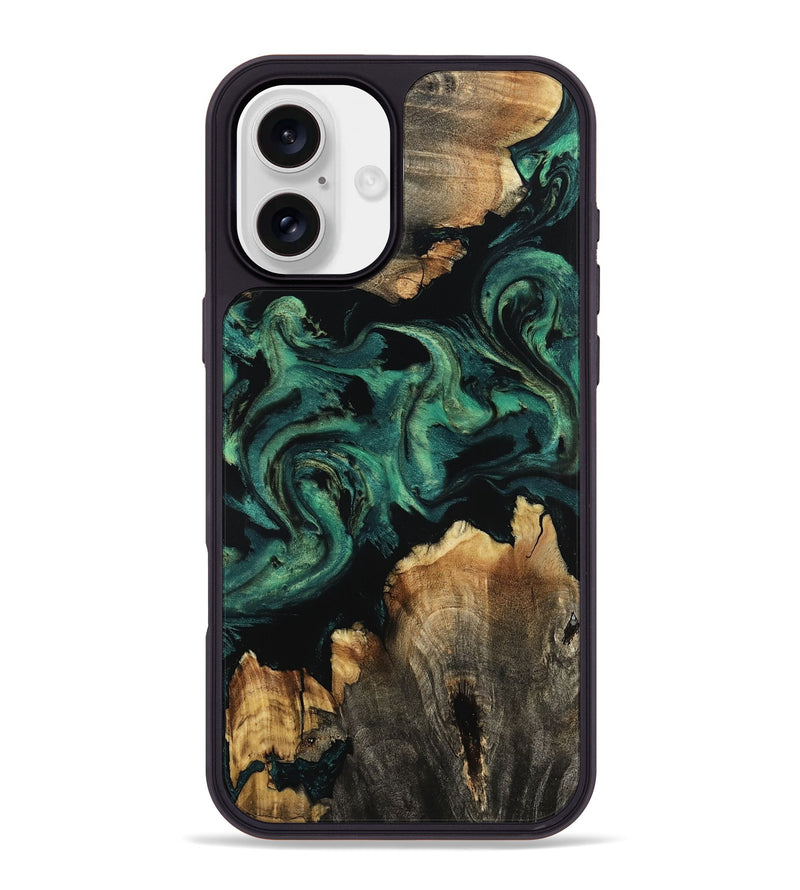 iPhone 16 Plus Wood Phone Case - Lizeth (Green, 800676)