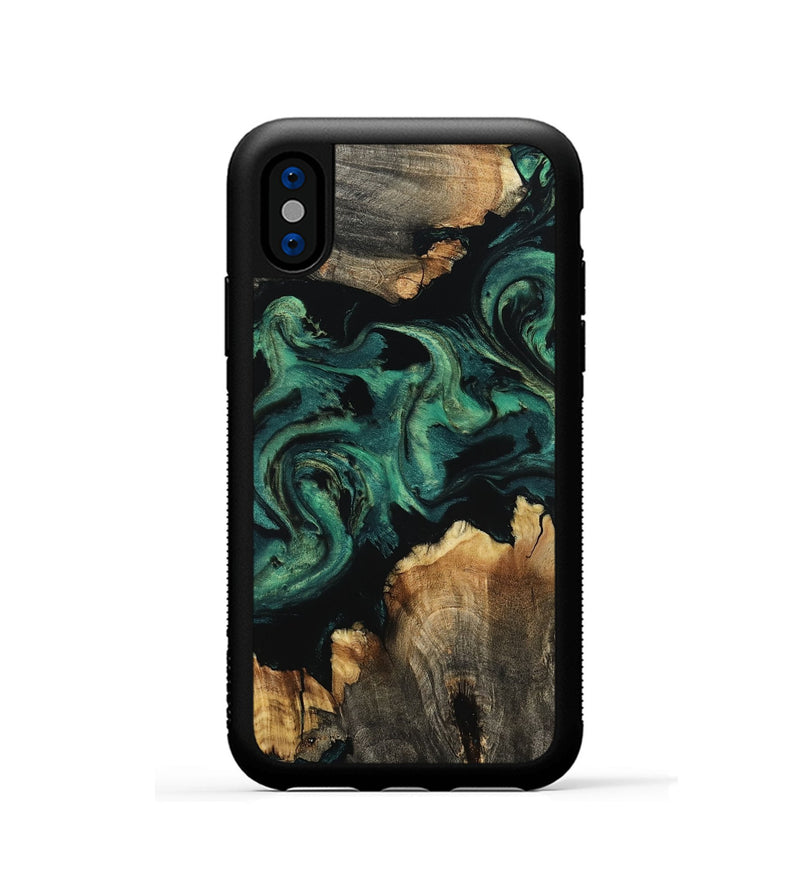 iPhone Xs Wood Phone Case - Lizeth (Green, 800676)