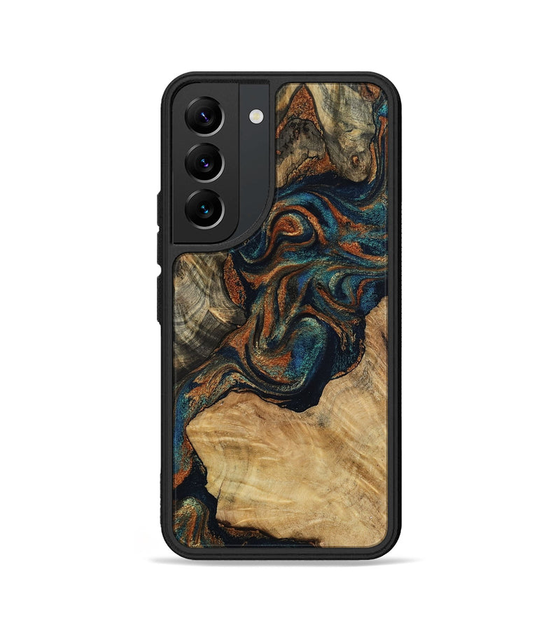 Galaxy S22 Wood Phone Case - Eli (Teal & Gold, 800677)