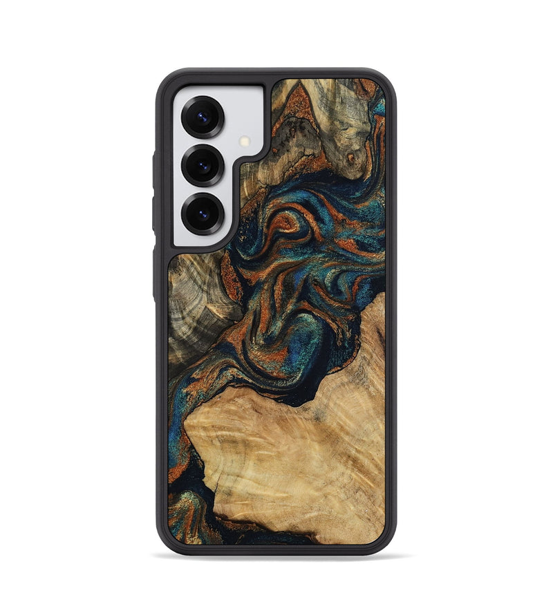 Galaxy S25 Wood Phone Case - Eli (Teal & Gold, 800677)