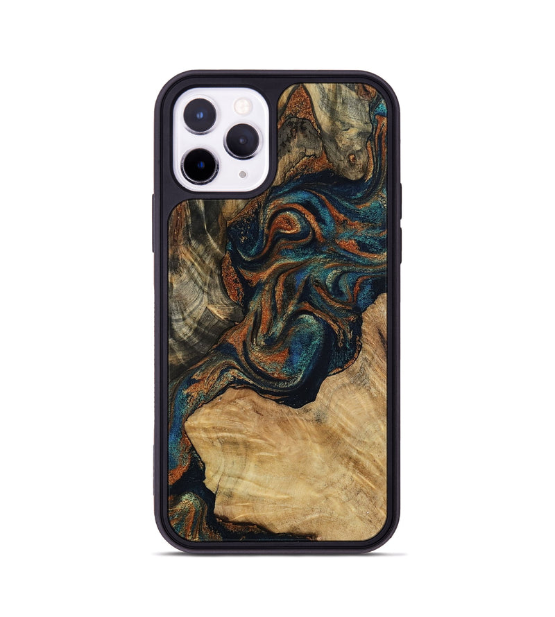 iPhone 11 Pro Wood Phone Case - Eli (Teal & Gold, 800677)