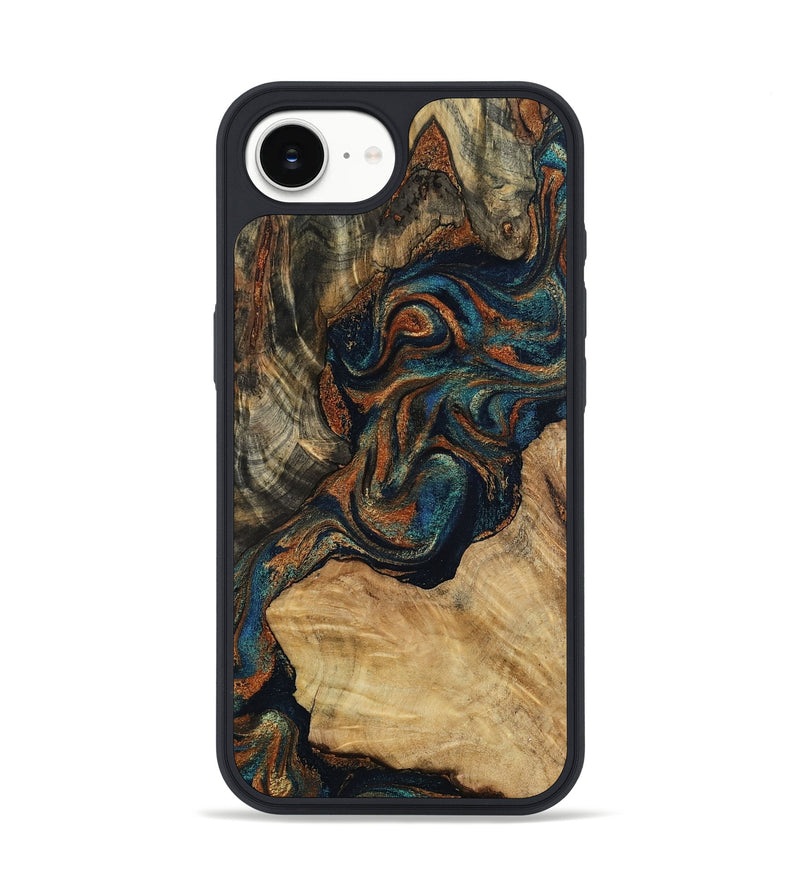 iPhone 16e Wood Phone Case - Eli (Teal & Gold, 800677)