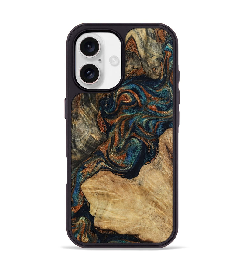 iPhone 17 Wood Phone Case - Eli (Teal & Gold, 800677)