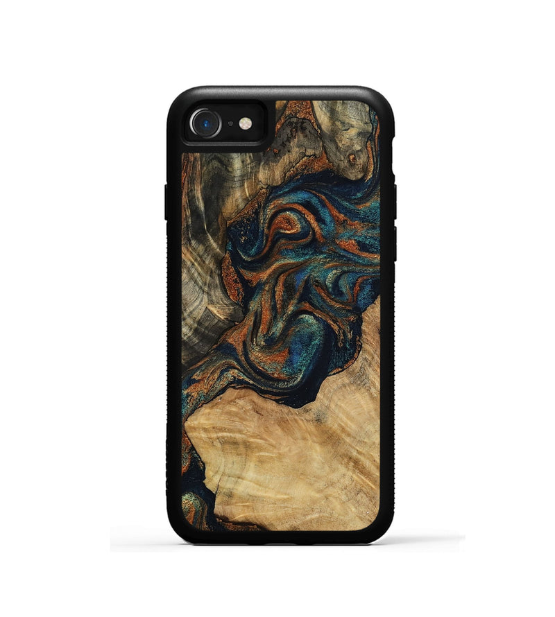 iPhone SE Wood Phone Case - Eli (Teal & Gold, 800677)
