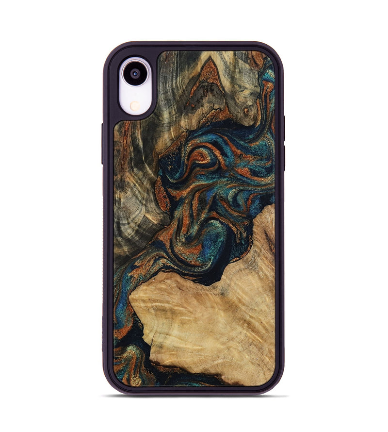 iPhone Xr Wood Phone Case - Eli (Teal & Gold, 800677)