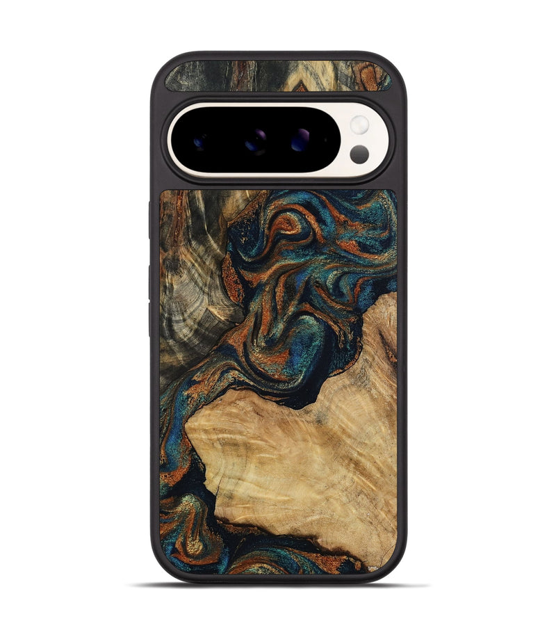 Pixel 9 Wood Phone Case - Eli (Teal & Gold, 800677)