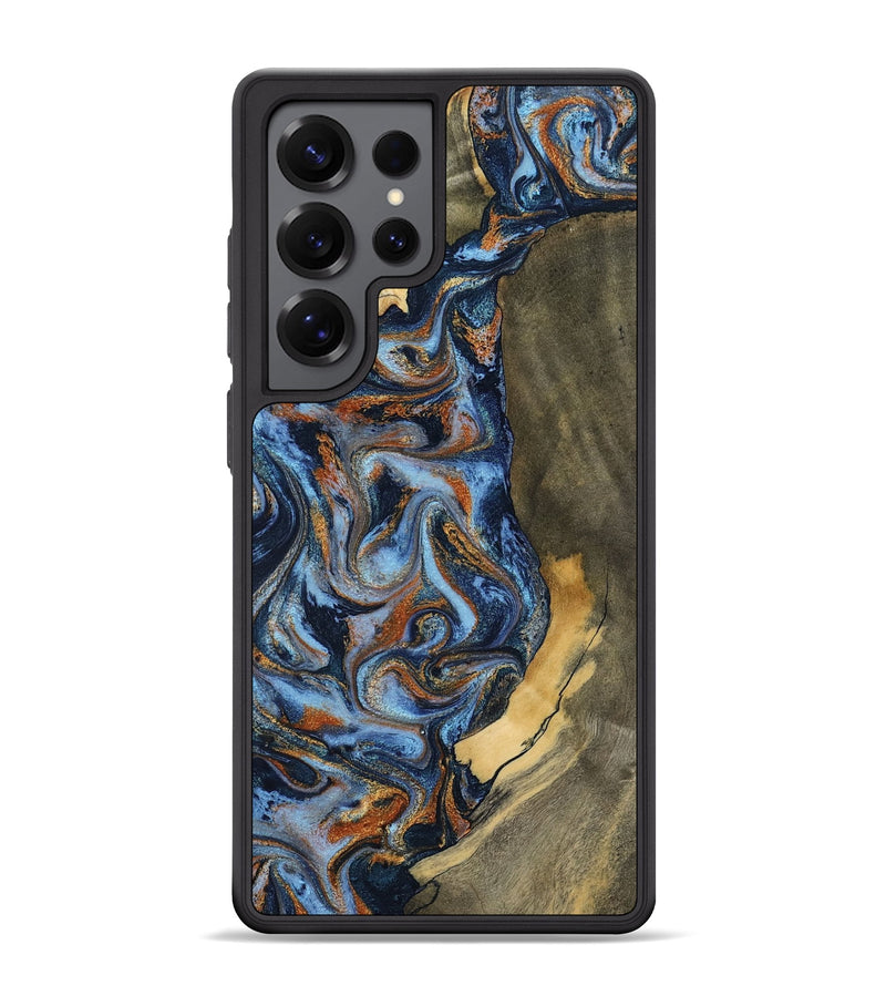 Galaxy S25 Ultra Wood Phone Case - Velvet (Teal & Gold, 800678)