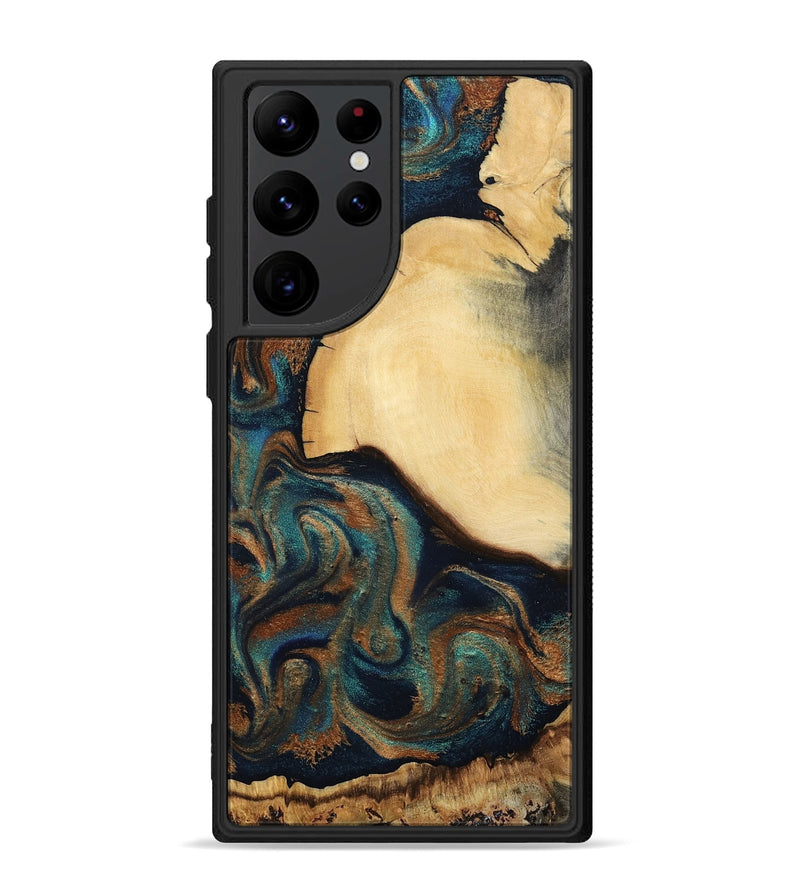 Galaxy S22 Ultra Wood Phone Case - Verda (Teal & Gold, 800682)