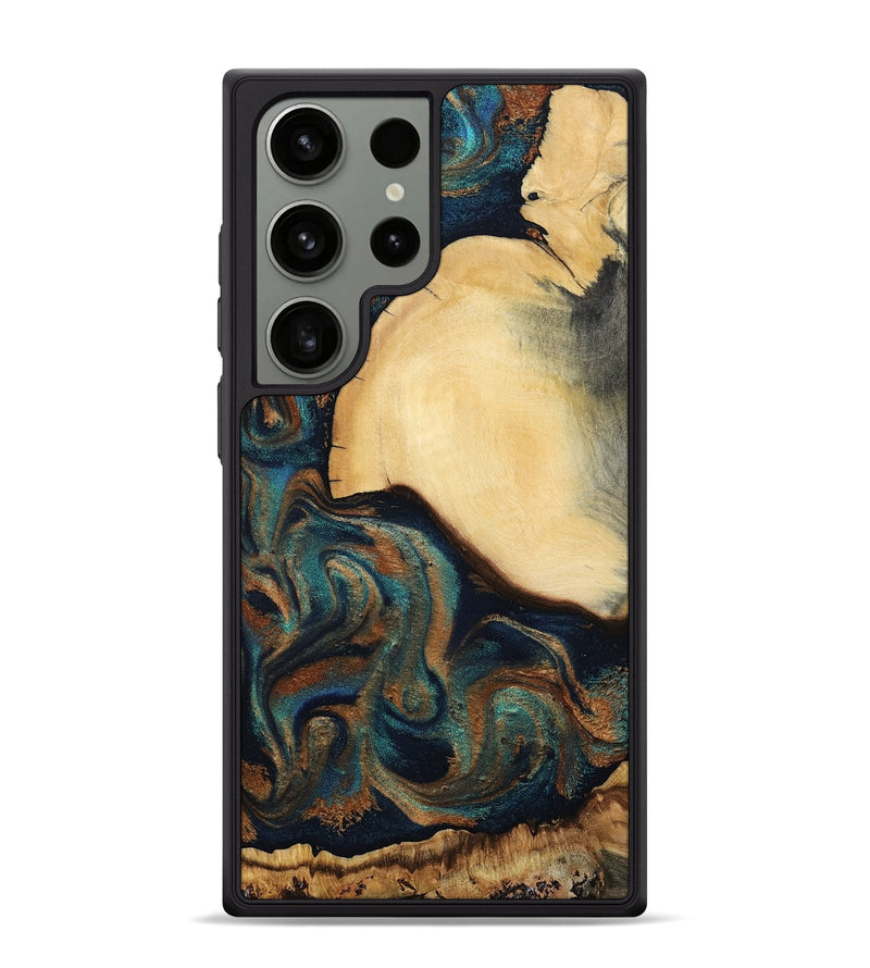 Galaxy S24 Ultra Wood Phone Case - Verda (Teal & Gold, 800682)