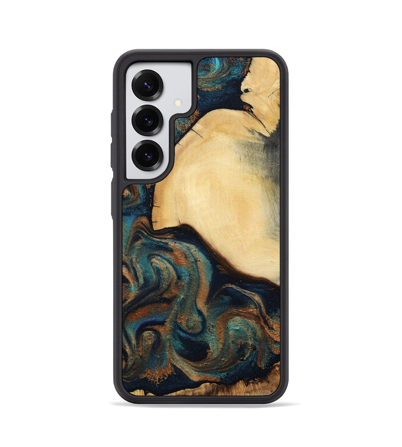 Galaxy S25 Wood Phone Case - Verda (Teal & Gold, 800682)