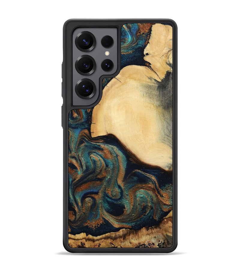 Galaxy S25 Ultra Wood Phone Case - Verda (Teal & Gold, 800682)