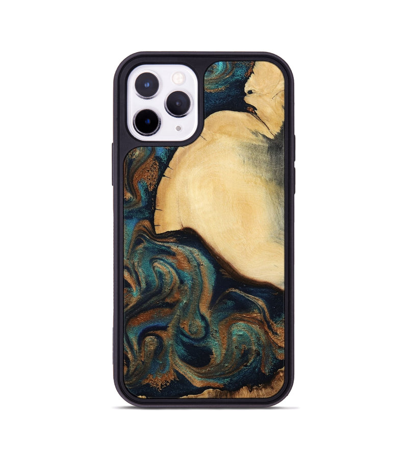 iPhone 11 Pro Wood Phone Case - Verda (Teal & Gold, 800682)