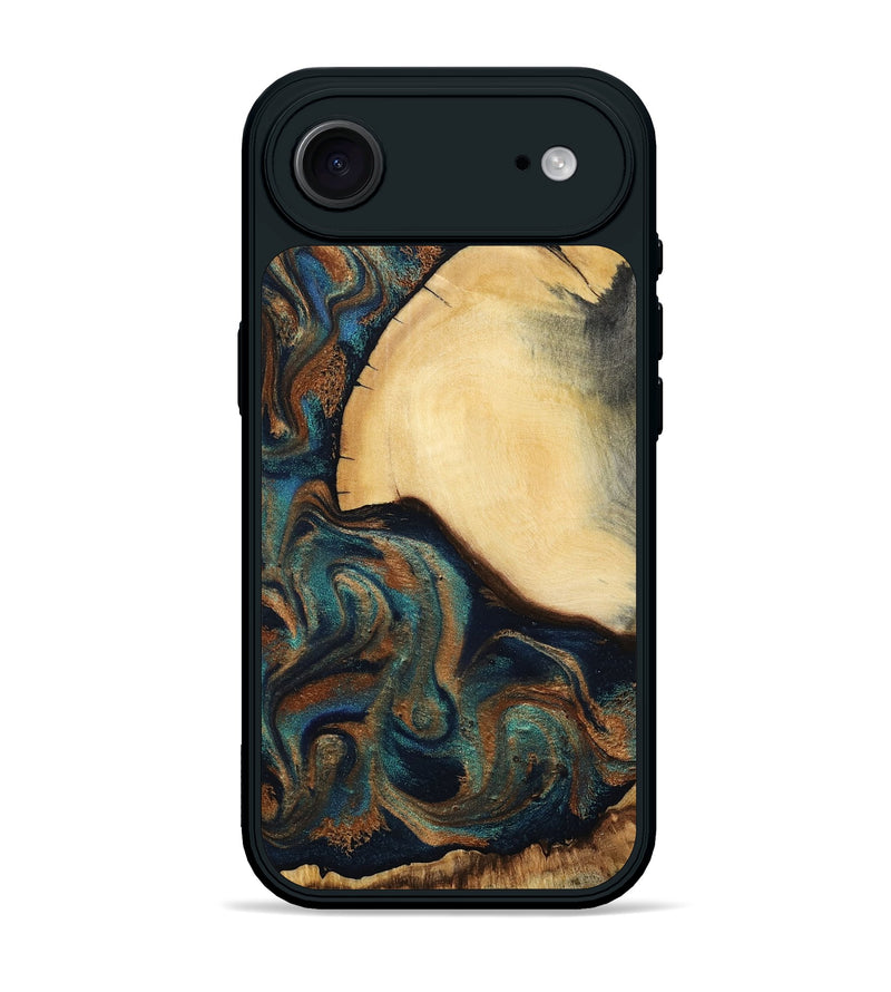 iPhone 17 Air Wood Phone Case - Verda (Teal & Gold, 800682)