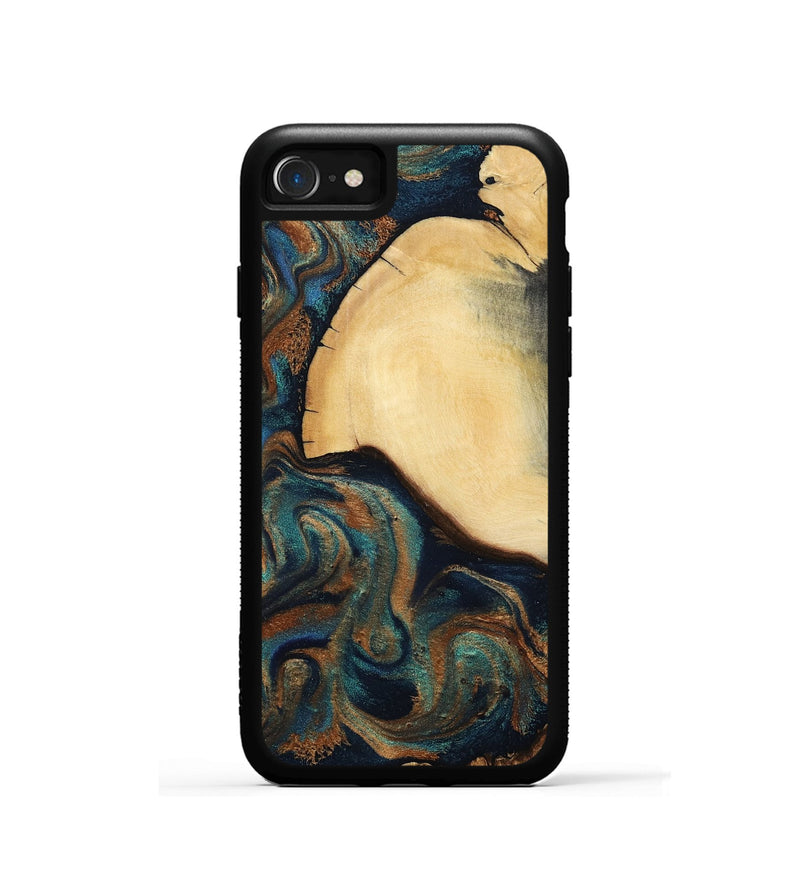 iPhone SE Wood Phone Case - Verda (Teal & Gold, 800682)