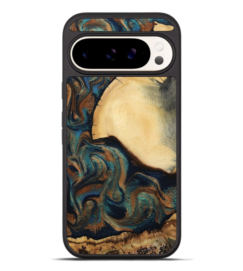 Pixel 10 Pro XL Wood Phone Case - Verda (Teal & Gold, 800682)