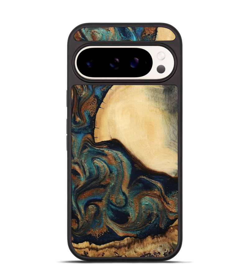 Pixel 9 Pro Wood Phone Case - Verda (Teal & Gold, 800682)