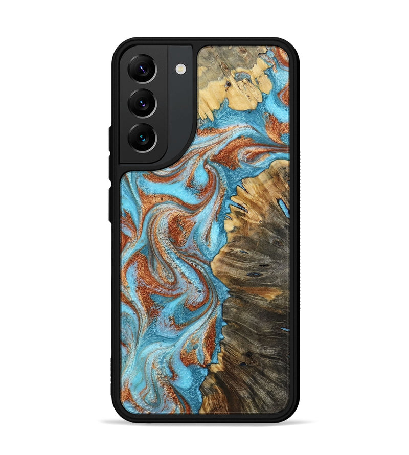Galaxy S22 Plus Wood Phone Case - Saniya (Teal & Gold, 800683)