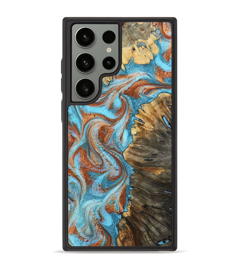 Galaxy S23 Ultra Wood Phone Case - Saniya (Teal & Gold, 800683)