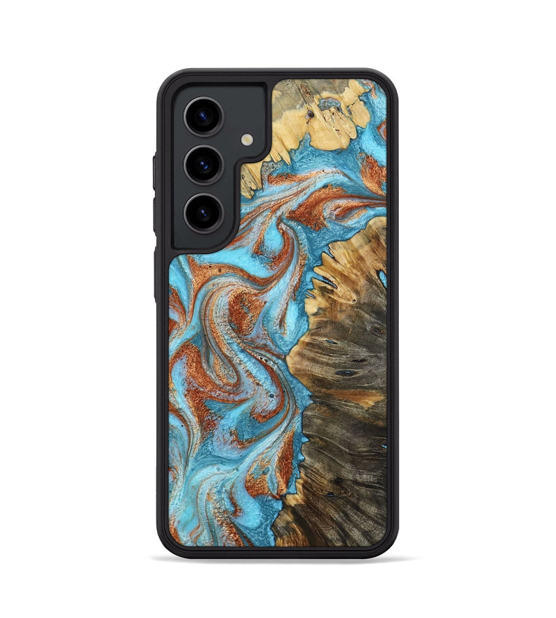 Galaxy S24 Wood Phone Case - Saniya (Teal & Gold, 800683)