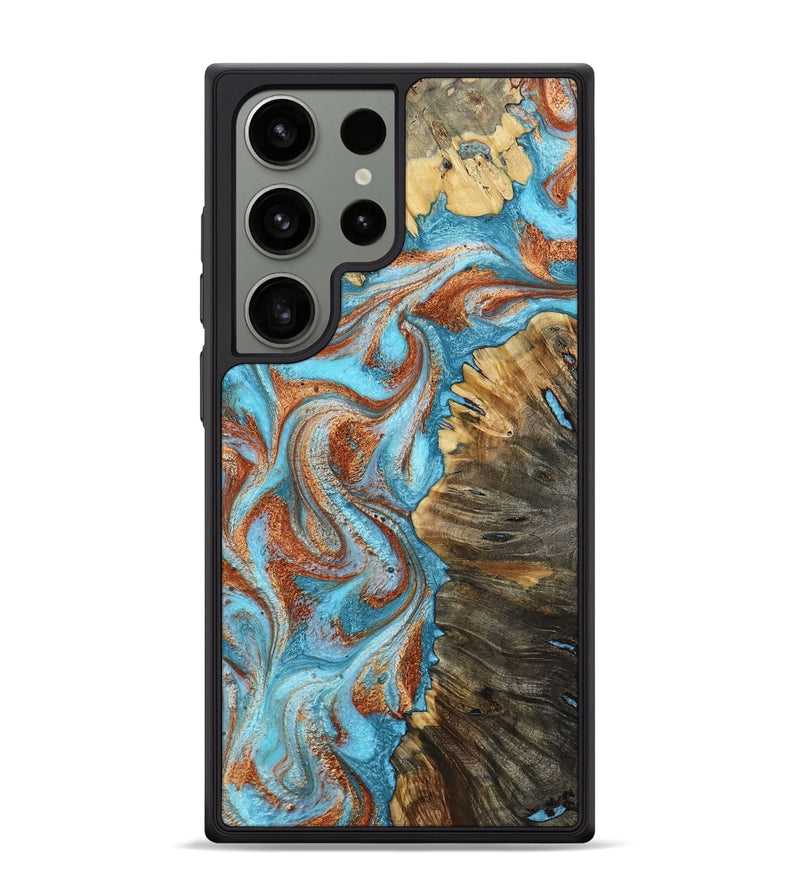 Galaxy S24 Ultra Wood Phone Case - Saniya (Teal & Gold, 800683)