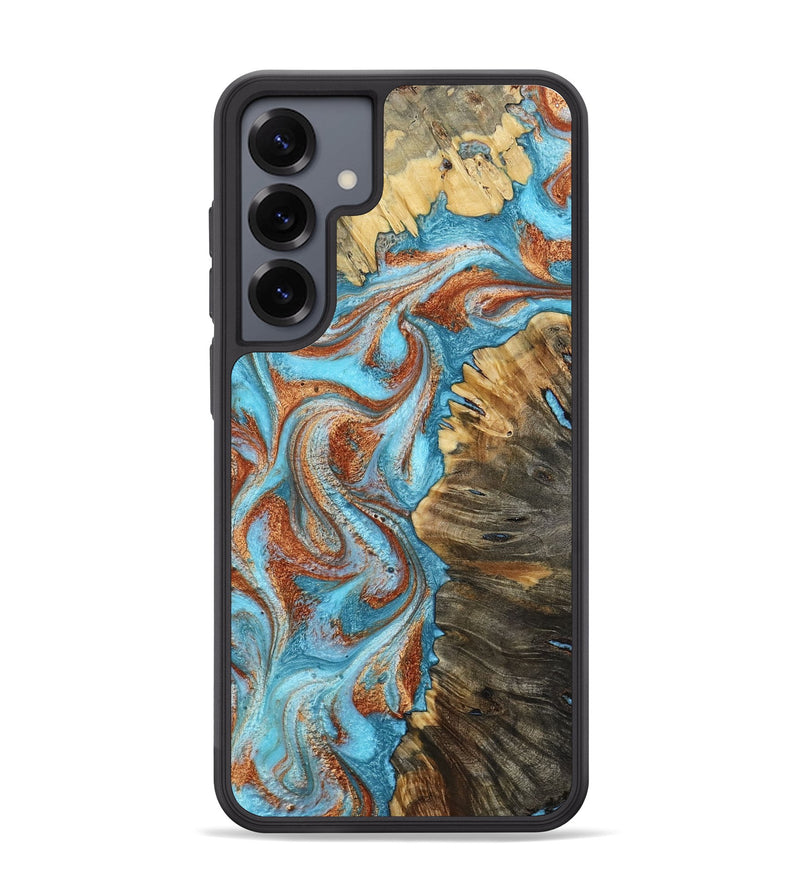 Galaxy S25 Plus Wood Phone Case - Saniya (Teal & Gold, 800683)