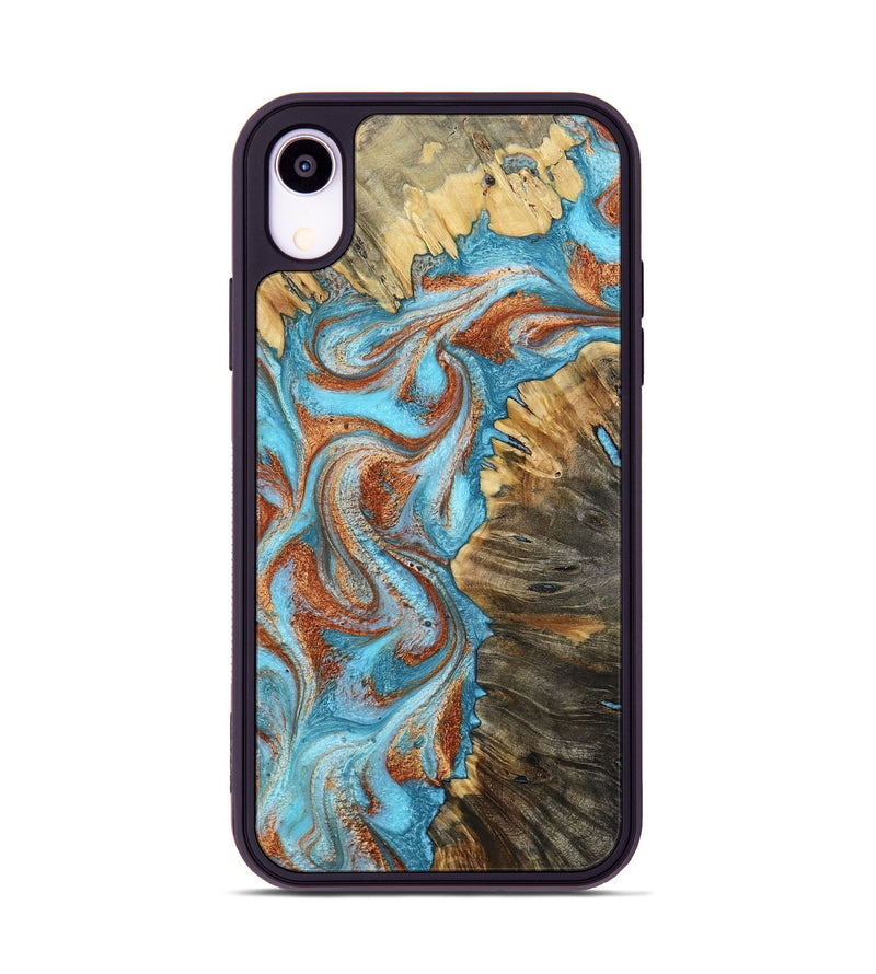 iPhone Xr Wood Phone Case - Saniya (Teal & Gold, 800683)