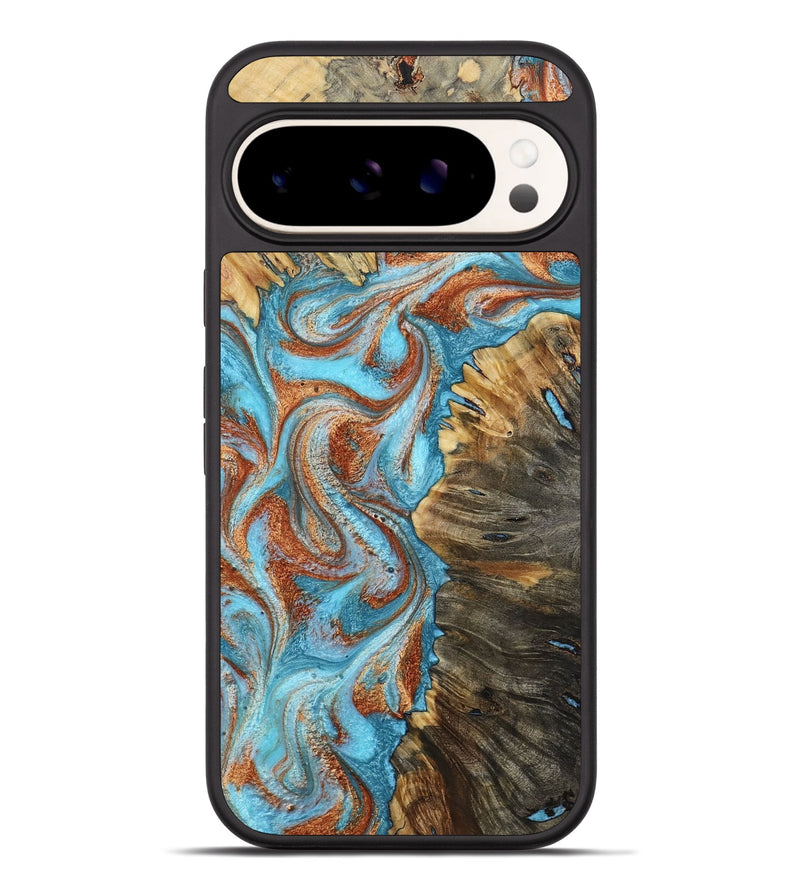 Pixel 9 Pro XL Wood Phone Case - Saniya (Teal & Gold, 800683)