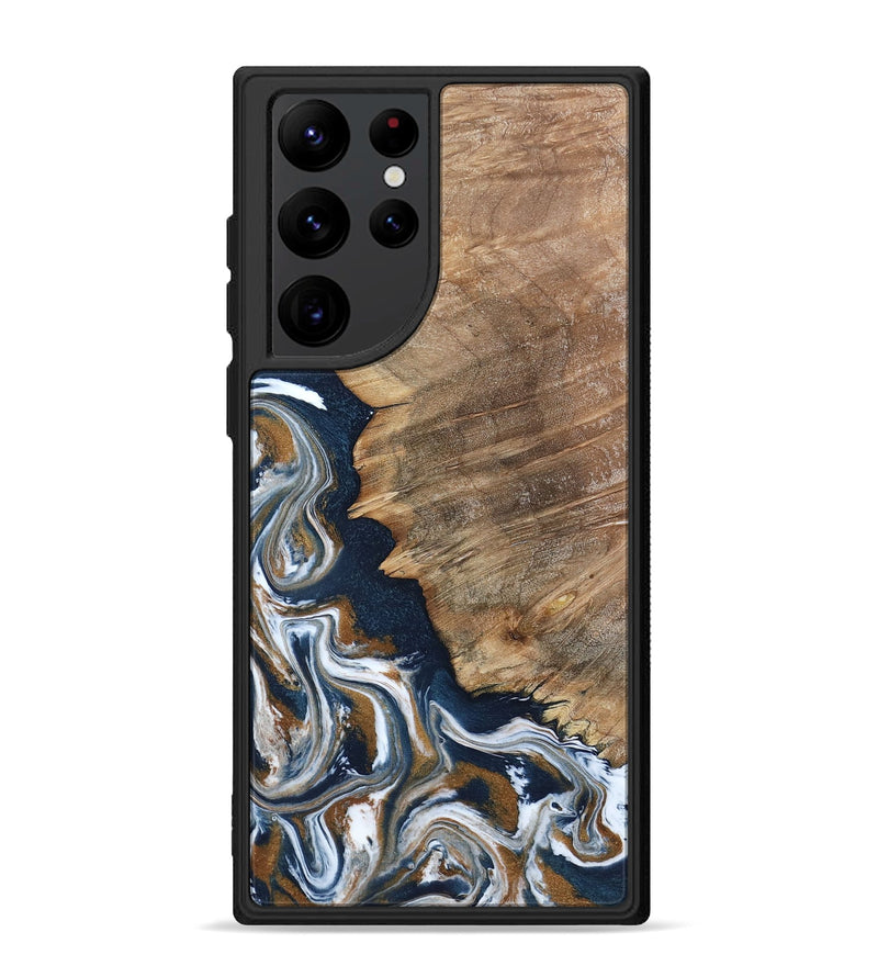 Galaxy S22 Ultra Wood Phone Case - Whitley (Teal & Gold, 800685)