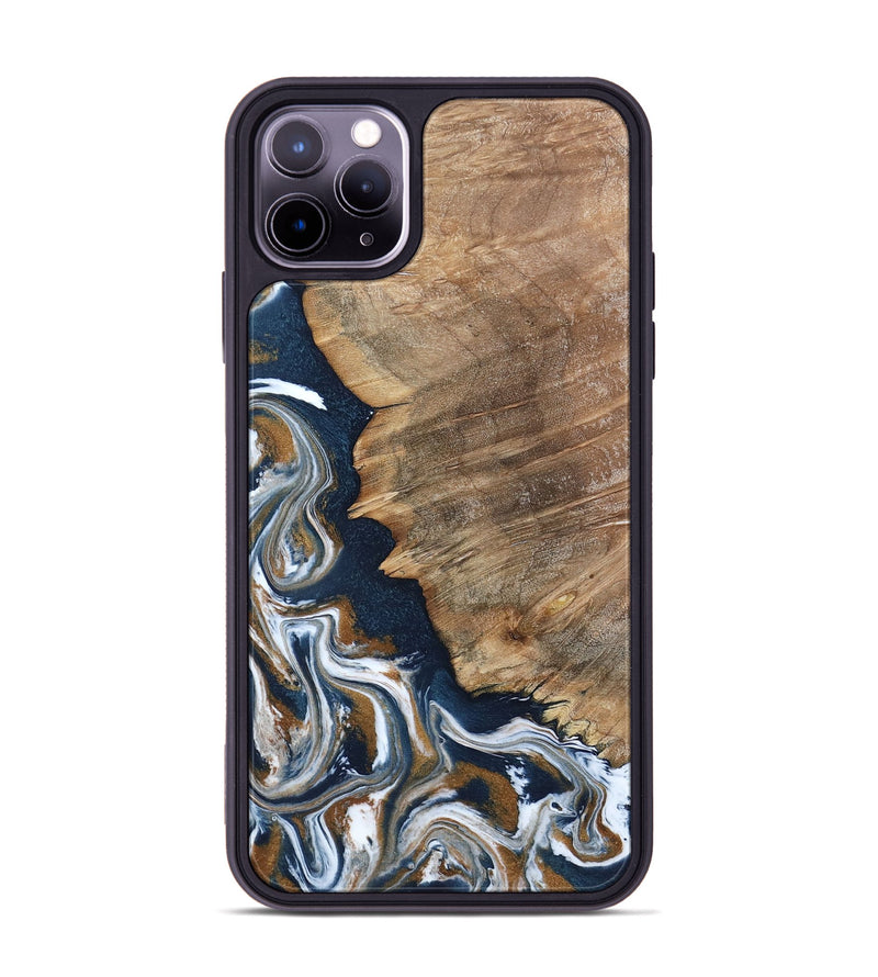 iPhone 11 Pro Max Wood Phone Case - Whitley (Teal & Gold, 800685)