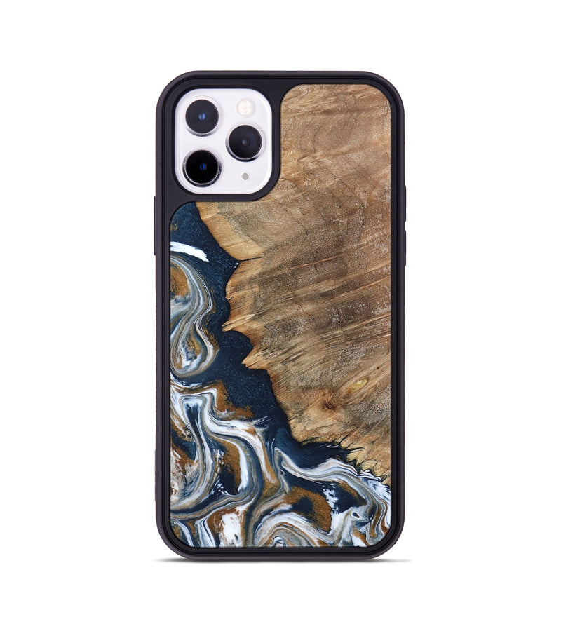 iPhone 11 Pro Wood Phone Case - Whitley (Teal & Gold, 800685)