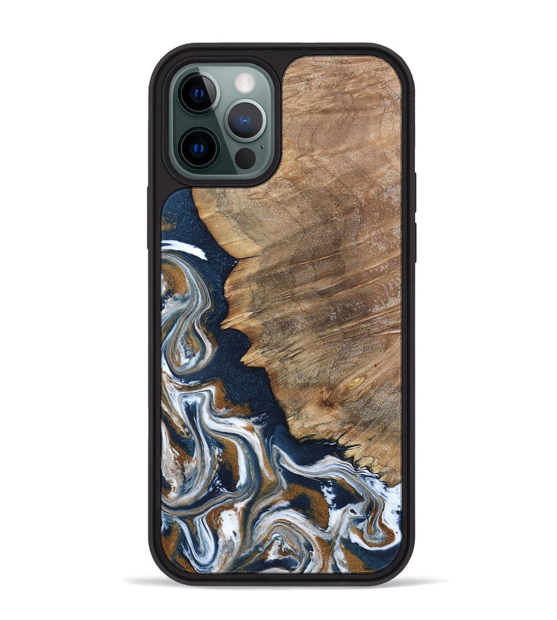 iPhone 12 Pro Max Wood Phone Case - Whitley (Teal & Gold, 800685)