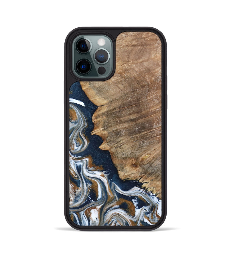 iPhone 12 Pro Wood Phone Case - Whitley (Teal & Gold, 800685)