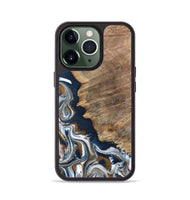 iPhone 13 Pro Wood Phone Case - Whitley (Teal & Gold, 800685)