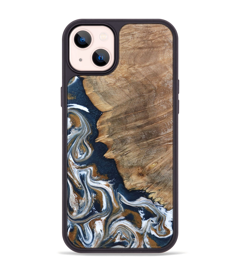 iPhone 14 Plus Wood Phone Case - Whitley (Teal & Gold, 800685)