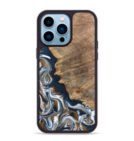 iPhone 14 Pro Max Wood Phone Case - Whitley (Teal & Gold, 800685)