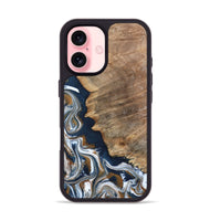 iPhone 16 Wood Phone Case - Whitley (Teal & Gold, 800685)