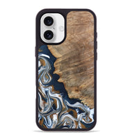 iPhone 16 Plus Wood Phone Case - Whitley (Teal & Gold, 800685)