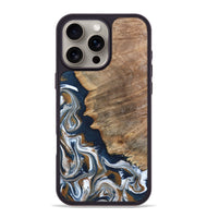 iPhone 16 Pro Max Wood Phone Case - Whitley (Teal & Gold, 800685)