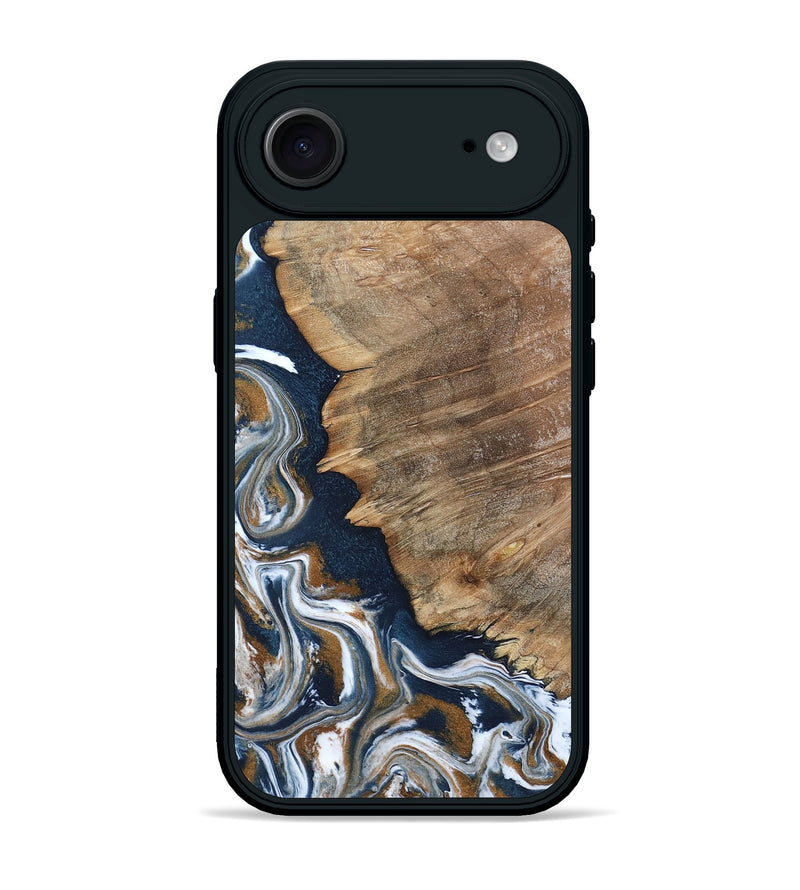 iPhone 17 Air Wood Phone Case - Whitley (Teal & Gold, 800685)