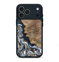 iPhone 17 Pro Max Wood Phone Case - Whitley (Teal & Gold, 800685)
