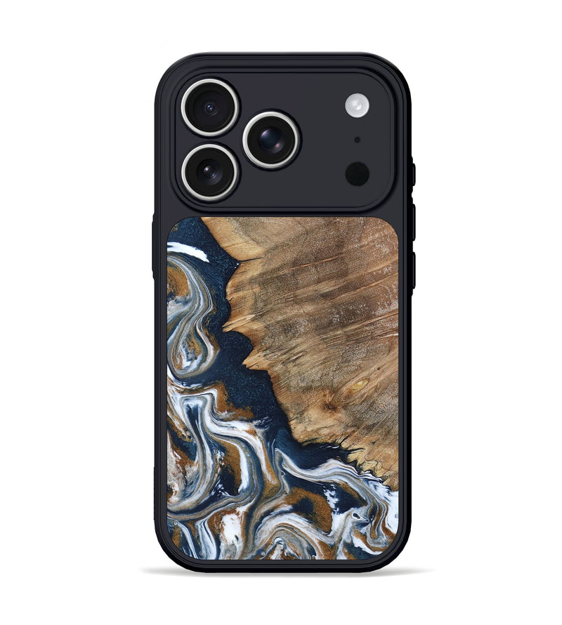 iPhone 17 Pro Wood Phone Case - Whitley (Teal & Gold, 800685)