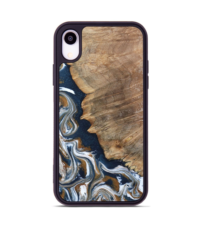 iPhone Xr Wood Phone Case - Whitley (Teal & Gold, 800685)